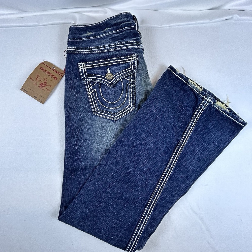 True Religion Women's Joey  FLARE Jeans USA Y2K Inspired 29 Stitch Flap Pocket